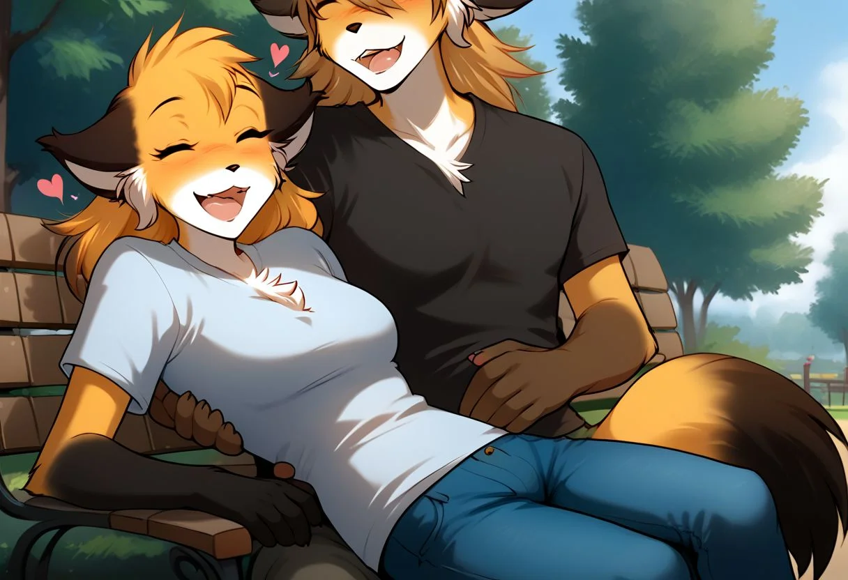 score_9, score_8_up, score_7_up, score_6_up, source_furry, rating_explicit, duo, duo focus, anthro male fox, fox, anthro, Perfect Hands, 1boy, happy expression, laughing, park, Sitting on a bench, thin waist, flat stomach, lean, expressive cumming, eyes contact, black T-shirt, jeans
BREAK
score_9, score_8_up, score_7_up, score_6_up, source_furry, rating_explicit, duo, duo focus, female, mike-twokinds, Perfect Hands, 1girl, happy expression, laughing, room, Sitting on the guy's lap, thin waist, flat stomach, lean, eyes close, furry fox paws, white T-shirt, cute shorts, floating hearts, medium breasts