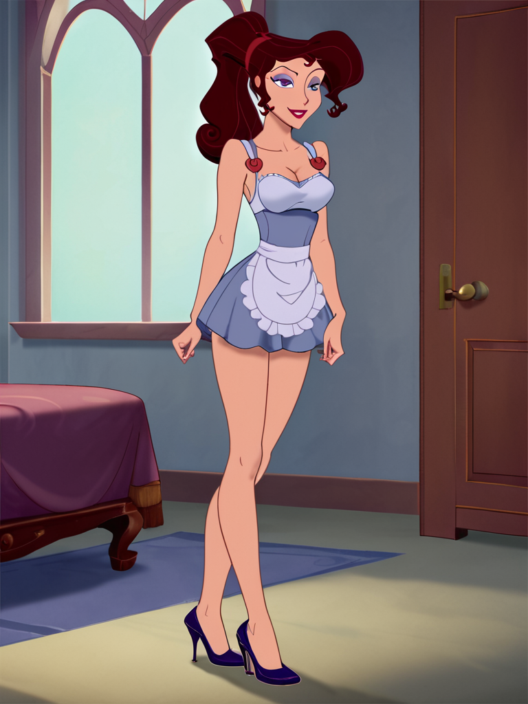 source_anime, anime_core, score_9, score_8_up, score_7_up, score_6_up, score_5_up, score_4_up, penthouse, luxury  apartment, bedroom, perfect face, perfect hands, lace stockings, high heels, full body, <lora:MegaraCivitai:0.7> m_ra, 1girl, brown hair, purple eyes, light blue maid uniform, apron, cleavage, micro skirt,