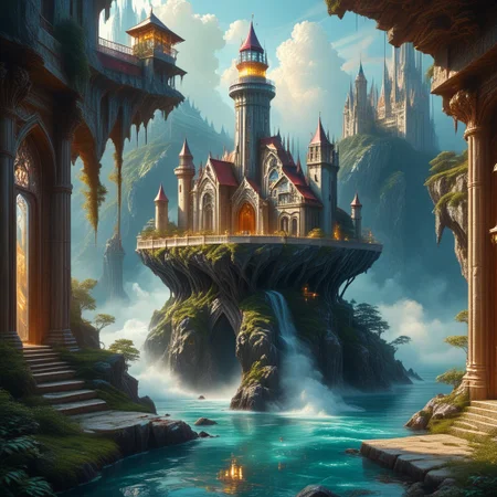 8k,hi res,(surreal,score_9, score_8_up, score_7_up, score_6_up),realistic analog photo,((epiCPhoto)), award winning photo,magnificent, celestial, ethereal, painterly, epic, majestic, magical, fantasy art ,(((The emphasis on the tower))),(forest, high tower with balconies and openwork windows,stone steles, luminous inscriptions (depict a tower with inscriptions),((Materials jade,gold,obsidian,rainbow crystals,water resources, The tower was designed by an architect from mixed materials)) mixed style of architecture (Chinese style)(zen style)(Elven style)),((harmonizes with the environment, nature)),(a warm and cozy place),(clearly realistically detailed pronounced architectural details),((hyper-realistic detailed landscape background designed by a landscape designer)),(hyper-realistic detailed background),