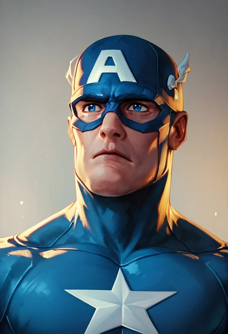 score_9, score_8_up, score_7_up, extremely detailed, highest quality, masterpiece, cap7a1n_am3r1ca, superhero, blue eyes, portrait, very handsome man, dramatic lighting
