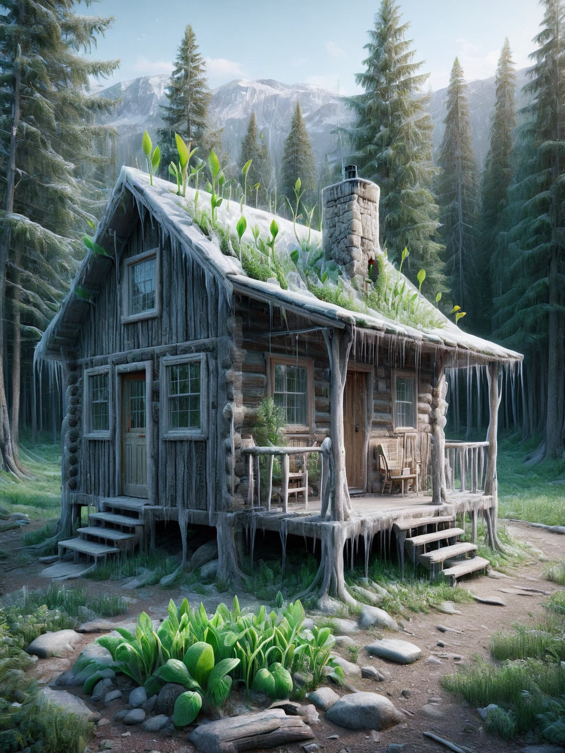 ais-sproutz cabin, surrounded by trees <lora:Sprouting_Spring_SDXL:1>