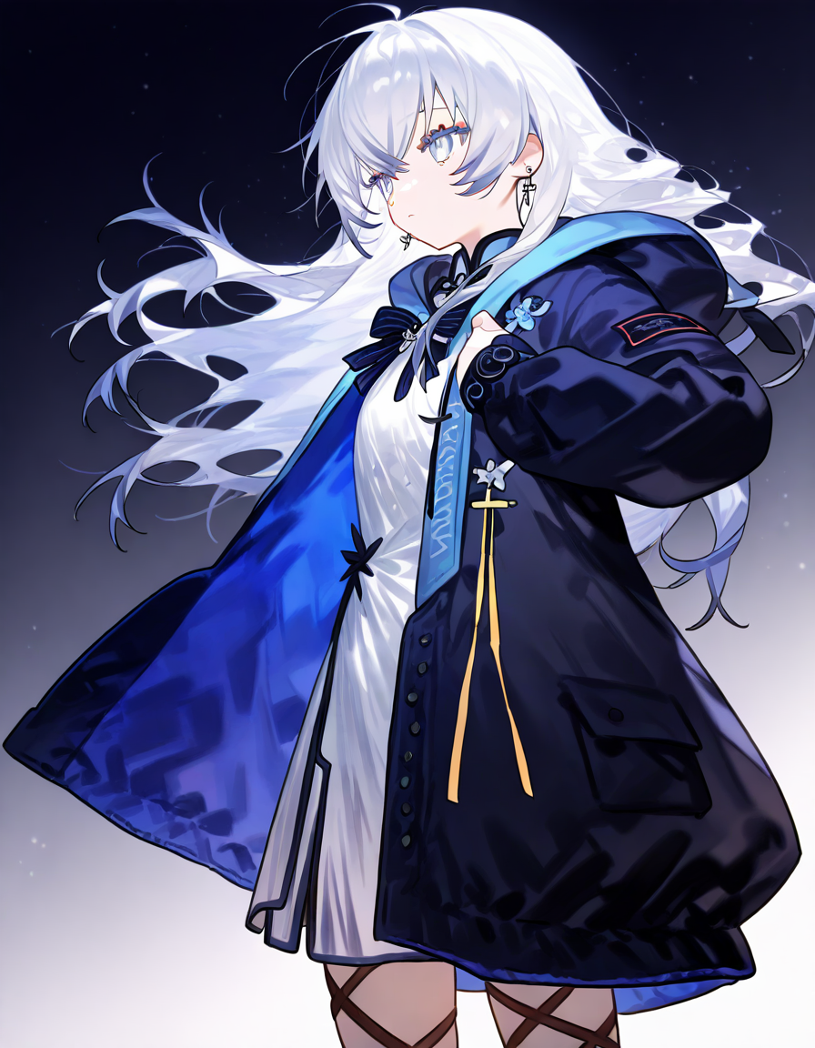 1girl,solo,simple background,(alternate costume:1.2),rhodesisland suit,coat,open clothes,<lora:seren:1>,azuma seren,<lora:rhodesisland suit-000022:1.1>,, masterpiece, best quality, very aesthetic, absurdres,newest, incredibly absurdres,