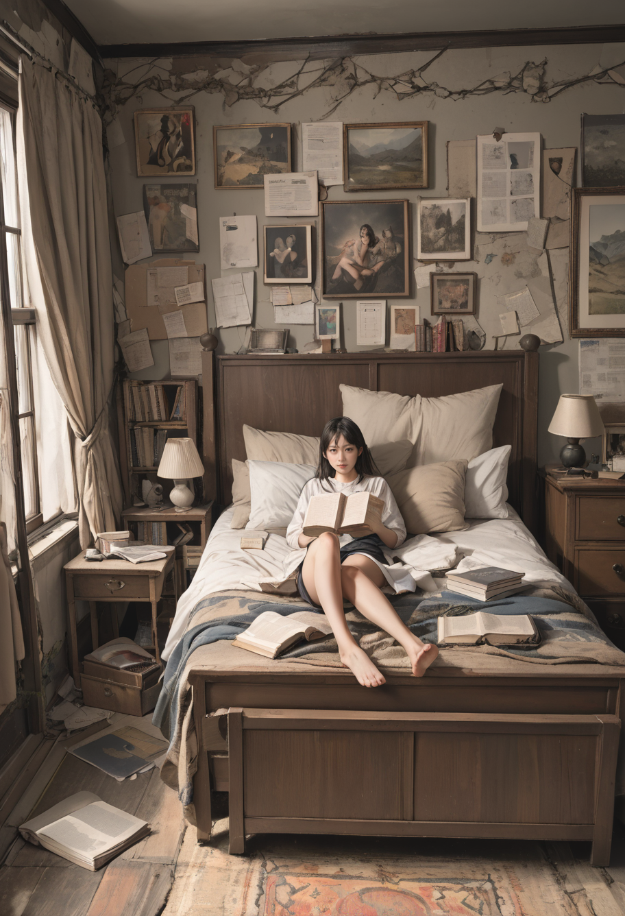 ,ruanyi1364,book,bedroom,indoors,bed,<lora:1364 book_v1_pony:1>, score_9,score_8_up,score_7_up,,8k,solo,,