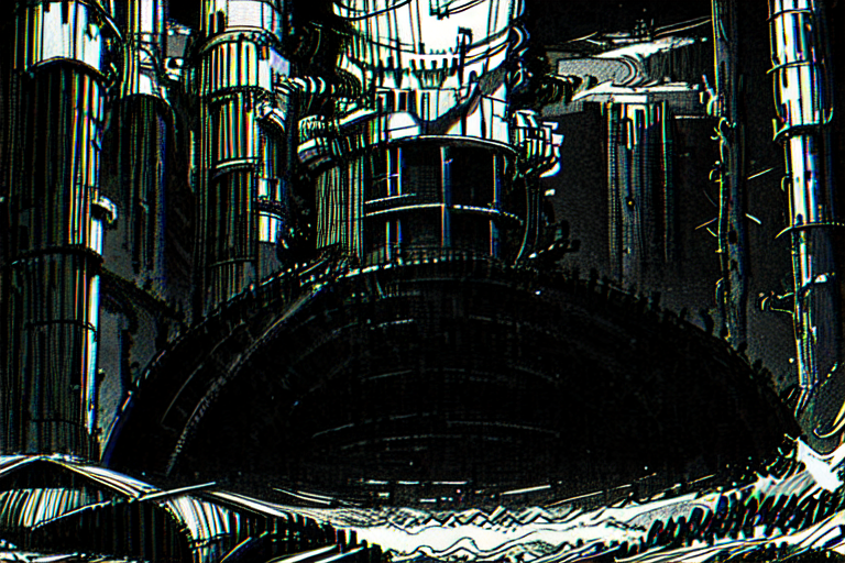 highly insanely detailed, masterpiece, top quality, best quality, highres, 4k, 8k, RAW photo, (very aesthetic, beautiful and aesthetic),  
tsutomu nihei,nihei_tsutomu,blame!,blame gakuen!,abara,TNstyle,sidonia_no_kishi,(tunnel,stairs,space,spacecraft,sidonia \(ship\),mausoleum,megastructure in background,deep horizon,city ruins,hangar,tower,lab,giant room), 
<lora:ABARA:1>, 
(1girl:1.3), 
solo focus, 
news anchor in front of big screen,facing viewer,back screen is big which is from the floor to ceiling and left to right,floral patterns background,âââ