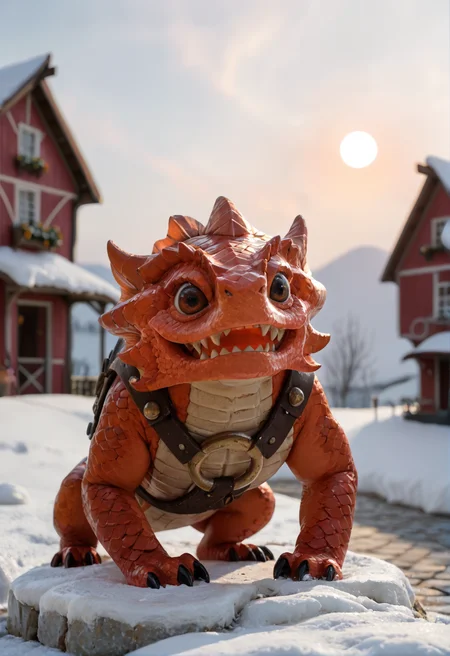 <lora:mortimer_v2:1> mortimer_v2
no humans, pokemon \(creature\)
black eyes, claws, fangs, scales,
black eyes, brown eyes,
colored skin, scales,
teeth, sharp teeth, claws,, score_9, score_8_up, score_7_up, score_6_up, derpibooru_p_95, solo
detailed eyes, beautiful, detailed background, perfect eyes,
blur censor, blurry, blurry background, blurry foreground, bokeh, motion blur,
chromatic aberration, depth of field, figure, focused, focus
photography, realistic sun light and shadows, photorealism, UHD --ar 9:16 --style raw --stylize 700
medium long short , blushing , Crawling, cozy farm set in snow-covered barn with cobblestone path Halo: ring, ice, moon, sun, atmospheric