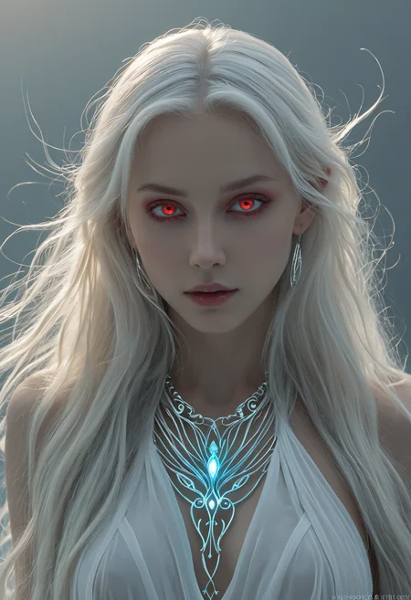professional 3d model <lora:ul0px:1>,ul0px,(dress, jewelry, necklace, earrings, fantasy art),<lora:Beeple_holography:1>,Beeple,(holography, volumetric lights, scenery, aura:1.3),, (Height, Tall and statuesque, 6 feet (183 cm), imposing and regal presence:1), (Build, Slim and athletic, lithe, graceful figure, elven agility and warrior training, ethereal elegance:1), (Hair, Long, silvery-white or pale blonde hair, hair flows loosely, windswept or untamed hair, ghostly and otherworldly aura:1), (Eyes, Glowing red or pale blue eyes, eyes are intense and piercing, radiating malice, sorrow, and a fiery determination:1), (Skin, Pale and ashen, with a grayish hue, undead:1), (skin has a smooth, almost porcelain-like texture, but it appears lifeless and cold:1),, Light aura concept art, a subtle energy field or glow that surrounds a person, object, or scene, often associated with spirituality, healing, or an ethereal appearance. A glowing halo or radiant light surrounding a subject to convey divinity, mystery, or supernatural power. soft gradients, luminous effects, or pastel colors, an emanation of a person's energy field, white or golden light symbolizing purity and enlightenment, a radiant, soft glow around the subject, . octane render, highly detailed, volumetric, dramatic lighting