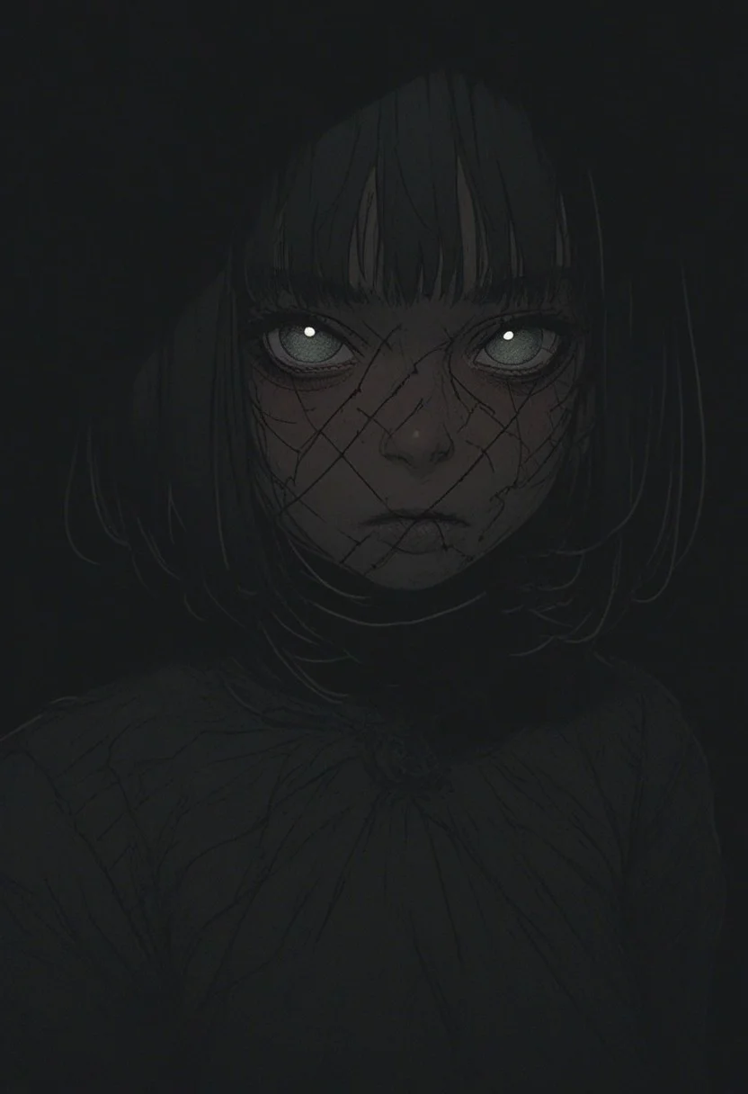 zPDXL3, sinozick style, flat color, dark theme,1girl, 25 years old, perfect face, looking at viewer, cute, petite, 
dark eyes, 
bob cut, inverted bob, black hair,
black clothes, witch robes, [witch hat], strapless dress, [holding candle],
science fiction, city, (neon, green glow), dynamic lighting,
blush, [annoyed], 
portrait, face focus, detailed face,