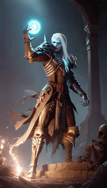 breathtaking Cinematic scene, hero view, d4d necromancer <lora:diablo_4_necromancer_xl_v1:1>, action pose, masterpiece, best quality, high quality, highres, absurdres . award-winning, professional, highly detailed