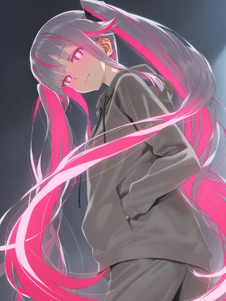 <lora:nai_ILL:0.8>,
<lora:Glowing_Spot_Color_-_Illustrious:0.6>, glowing eyes, streaked hair, glowing inner hair, glowing streaks,
 [artist:Happoubi Jin],Kagarino Kirie,absurdly long hair, twintails,
cat ear,fang