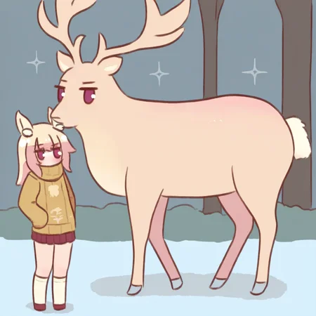 <lora:kemomimi_xl_lion:1>kemomimi, personating, objectification,deer,elk