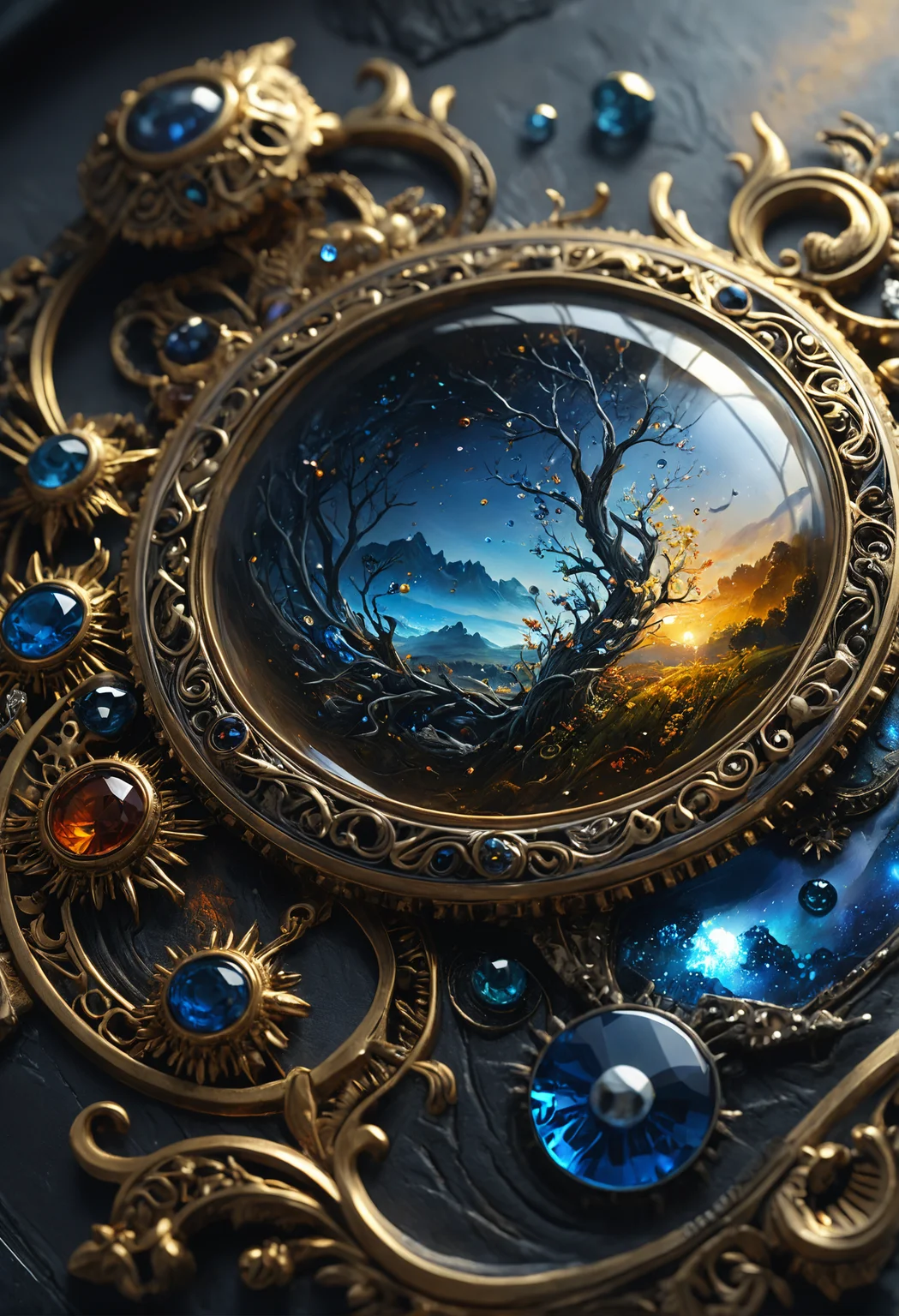 Create a masterwork legendary detail, intricate, insanely, extremely composition randomly serenity peacefuly landscape scenery, Breathtaking fusion, Multilayer techs, splash style, graphic interface, sharpened focus, filigree, artfully arranged deep breath pro-style digital oilpainting art, by Ivan shiskin, on a linen, oil on canvas, stunning visually, dark influence, premium effects. OverallDetailXL, Fixl-art, <lora:Art-full_v1:0.3>