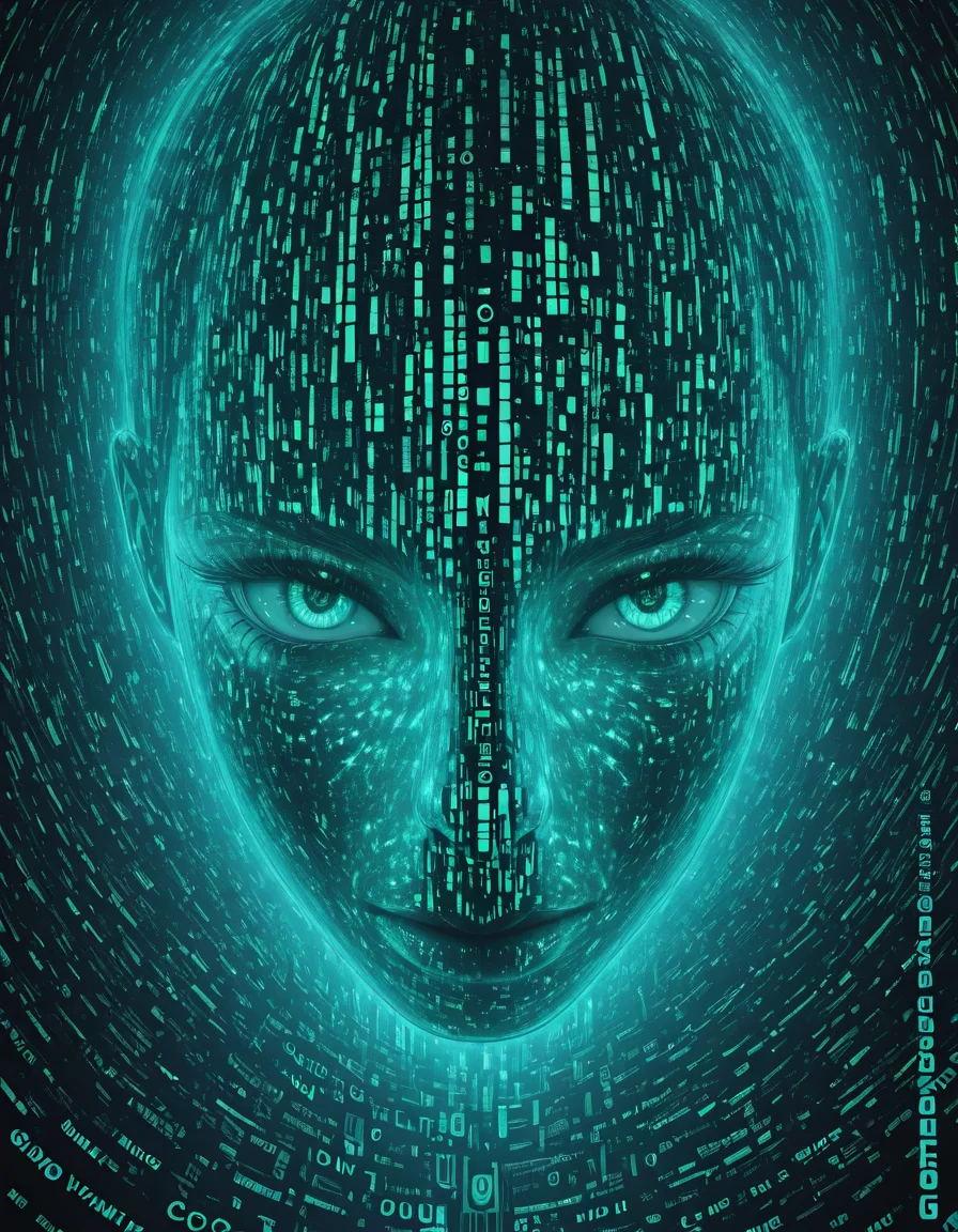 Glitchcore Art Style, detailed, mmatrix-style, silhouette, code, text focus, glitch, digital dissolve, dynamic, dramatic, distorted, vibrant colors, glitchcore art style