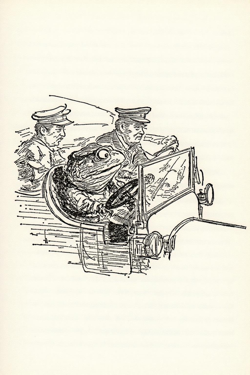 ehshep1 sketch.
Two men and a anthropomorphic Toad in a antique vintage Rolls-Royce. The toad is driving the car while the two men are looking at him. <lora:ehshep2_cap_d6a3e12:1.0><lora:825901178849120367:0>