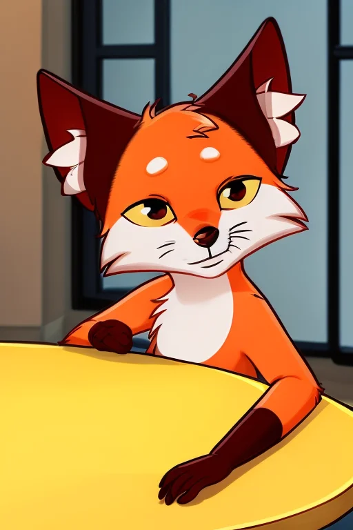 <lora:lisa-10:0.95> 1boy, :3, animal ear fluff, animal nose, blush, fox, fox ears, fox tail, furry, hand up, no humans, orange fur, outline, pappy, sitting, solo, tail, upper body, yellow sclera
sitting on the table, sleeping eyes, tired