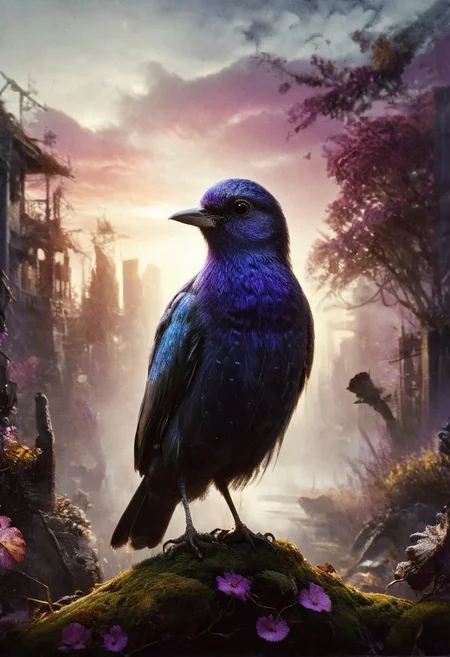 ral-apoctvisn, dark, chiaroscuro, low-key, breathtaking masterpiece showcasing a gorgeous little bird, Violet-crowned nymph, bathed in soft, golden morning light, surrounded by vibrant bokeh balls that frame its delicate form. The image will be rendered in sharp detail, capturing every feather and intricate feature of the bird with stunning clarity. The soft, diffused lighting will enhance the warmth and radiance of its plumage, while high-quality bokeh adds a magical touch to the scene. Multiple image exposures will be expertly combined to emphasize the bird's vibrant colors and captivating gaze, resulting in a lifelike portrayal of tranquil beauty.
The artwork will feature shimmering digital colors in a mixed media style on textured paper, creating an overlapping, asymmetrical, abstract composition bursting with vibrant hues. Every inch of the image will be filled with intricate details, from the feathers of the nymph to the surrounding environment, all depicted in extreme detail. The wide range of colors will add depth and richness to the scene, with soft shadows and low saturation tones creating a serene yet evocative atmosphere.
With insane quality, resolution, and details, the final image will be a true masterpiece of nature photography, showcasing dramatic, dynamic, and cinematic elements. The sharp details will bring the scene to life, immersing viewers in the beauty and wonder of the Violet-crowned nymph in a way that is both breathtaking and captivating.