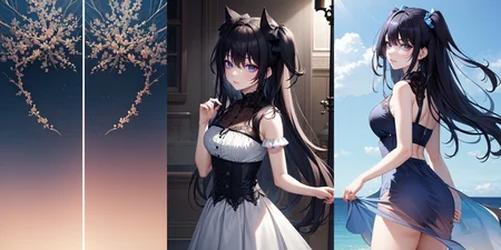 highly insanely detailed, masterpiece, top quality, best quality, highres, 4k, 8k, RAW photo, (very aesthetic, beautiful and aesthetic), two side up,
__lazy-wildcards/dataset/background-color__,
<lora:two_side_up-1.0:0.3>âââ