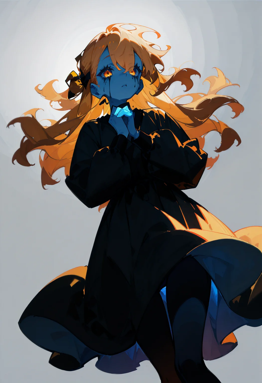1girl,   golden hair, long hair, wavy hair,         
BREAK dutch angle,  1girl, standing, thigh gap,       
BREAK    Voluminous Mascara,   runny makeup,        black victorian dress, (silver background),     
BREAK safe, masterpiece, best quality, very aesthetic, absurdres, highres, newest, <lora:ponyv5_noobV065S_1_adamW:0.7>, <lora:lora:0.4>, <lora:Unstable_v1.0:1>
