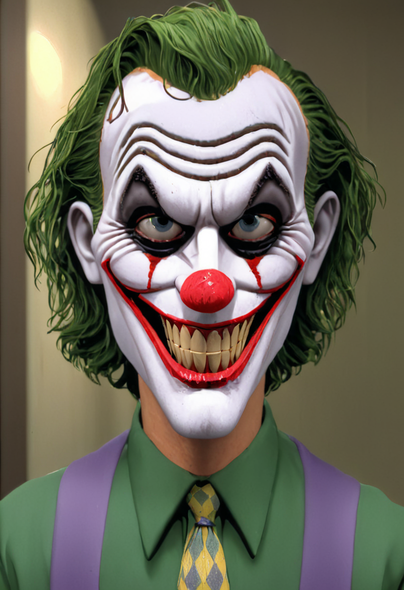 <lora:3D_Movie_Maker_XL:1.1> a screenshot from a 1990s The Joker as a serial killer