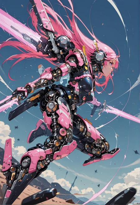 <lora:ck-shadow-circuit-IL:0.88>,
masterpiece, best quality, good quality, very aesthetic, absurdres, newest, 8K, depth of field, focused subject, 
1girl, action shot, close up, almost side view, airborne, flying, dual wielding an (enormous sci-fi sword), mechanical parts, flowing hair, long hair, speed_lines, dynamic shot, motion_blur, wind_effect, air_dash, midair, fast_movement, shockwave, vibrant, dynamic angle of attack, in the style of cksc,
<lora:MoriiMee_Gothic_Niji_Style_Illustrious_r1:0.25>
<lora:ck-nc-cyberpunk-IL-000011:0.2>
 <lora:ck-yoneyama-mai-IL-000014:1>