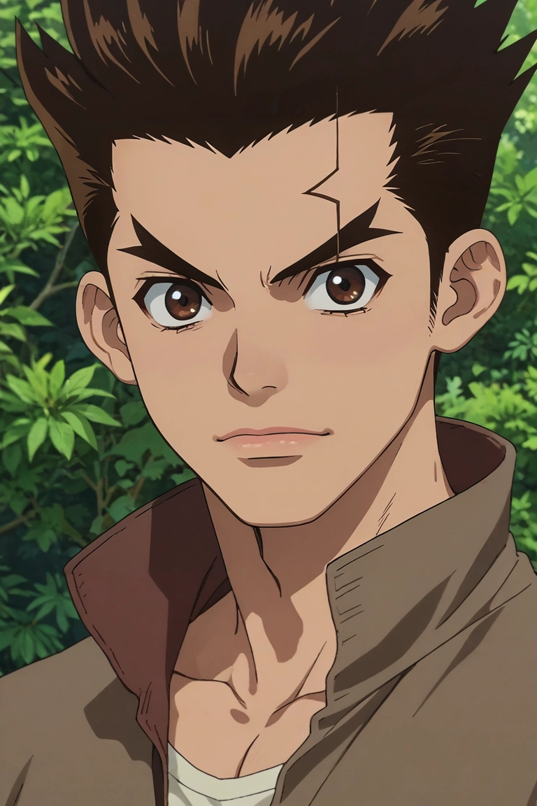 score_9, score_8_up, score_7_up, source_anime, rating_safe, intricate details, anime screencap, , , looking at viewer, , 1boy, solo, male focus, <lora:taiju_ooki_pony:0.8>, taiju_ooki, brown hair, brown eyes, short hair, spiked hair, , , <lora:sdxl_lightning_8step_lora:1>