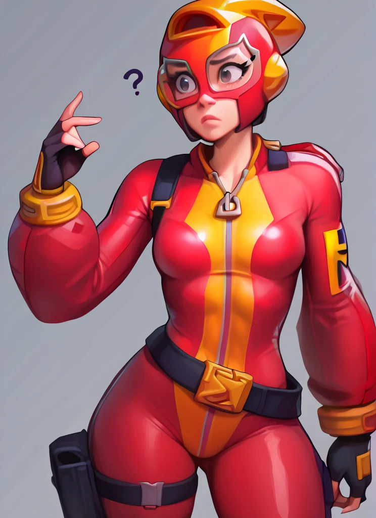 score_9, score_8_up, score_7_up, , bsmax , 1 girl , red bodysuit , simple background, red helmet , glases , fingerless gloves, solo, confused, , yellow bracelet, belt <lora:bsmax:1> <lora:Kittew-4RCH0N:1>