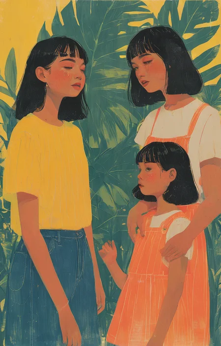 masterpiece,best quality,<lora:tbh35-sdxl:0.9>,illustration, portrait of family