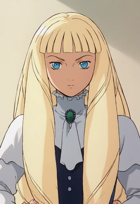 <lora:KihelTurnAPony1.0:1>kihel, 1girl, solo, blonde hair, long hair, drill hair, blue eyes, bangs, dress, upper body, looking at viewer,simple background,, score_9, score_8_up, score_7_up, score_6_up, score_5_up, score_4_up, looking at viewer, hand on own hip, cowboy shot,