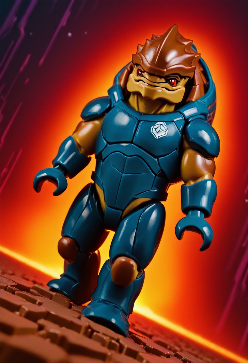 masterpiece, best quality, amazing quality, l3g0, dutch angle, dynamic angle, abstract background, BREAK
solo, male, alien, me_krogan, brown body, red eyes, muscular male, space armor, BREAK