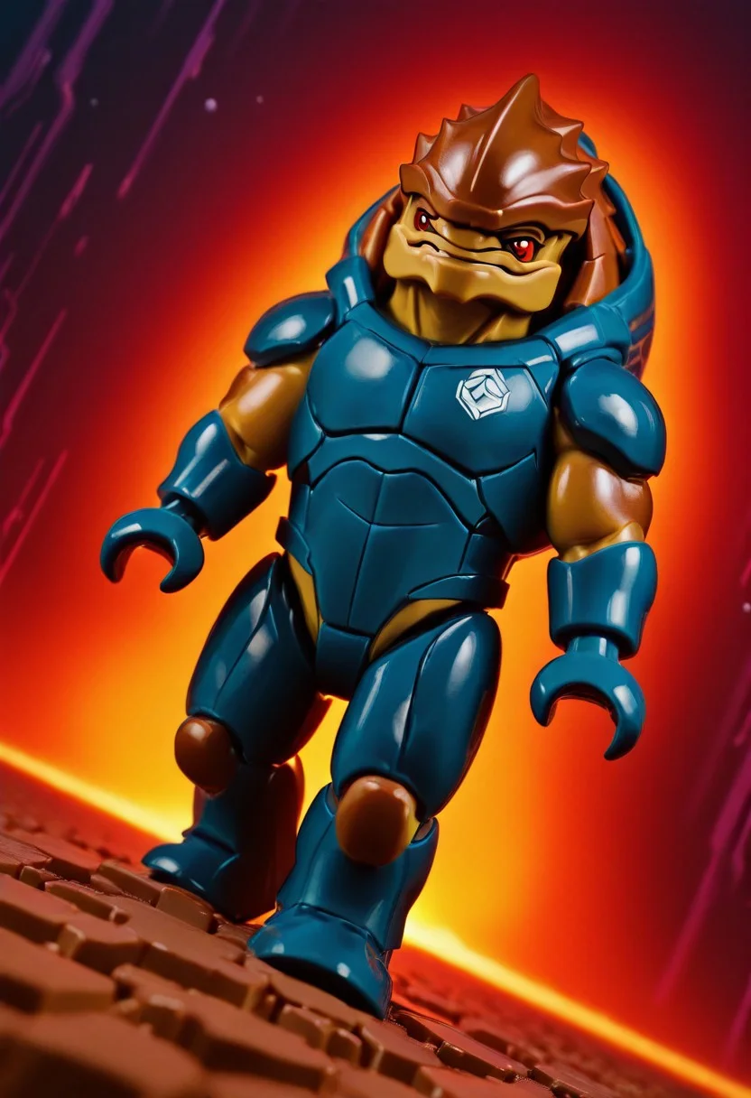masterpiece, best quality, amazing quality, l3g0, dutch angle, dynamic angle, abstract background, BREAK
solo, male, alien, me_krogan, brown body, red eyes, muscular male, space armor, BREAK