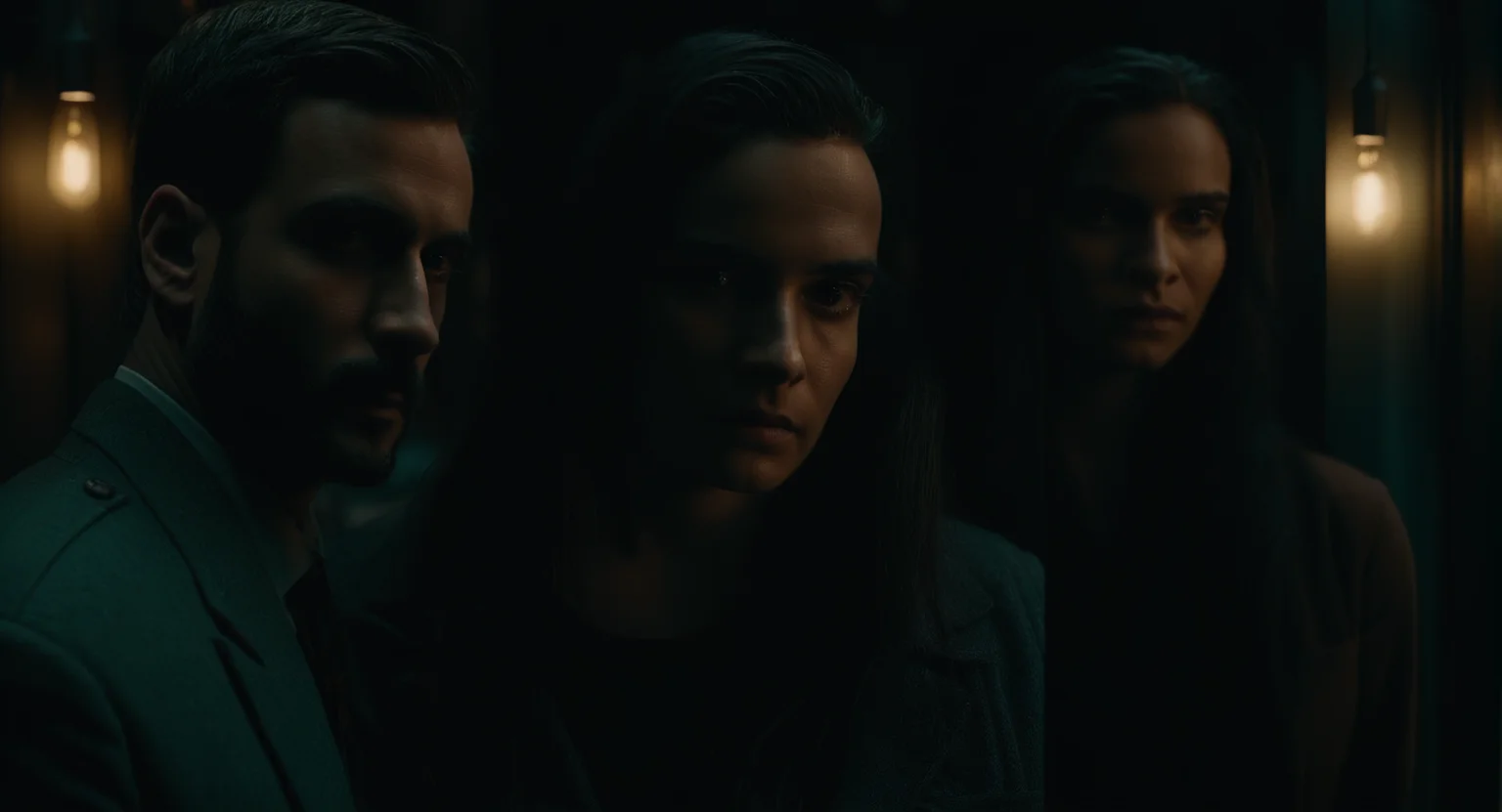 cinematic film still of <lora:Split Screen Style:1>
three different images of a series of photos of a man and a woman in a dark room,Split Screen Style,scenery , division of the screen, half screen, several simultaneous images, shallow depth of field, vignette, highly detailed, high budget, bokeh, cinemascope, moody, epic, gorgeous, film grain, grainy