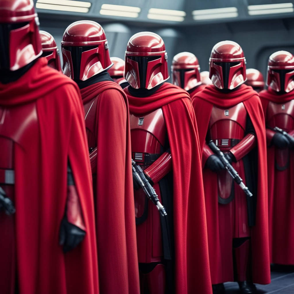 cinematic film still of  <lora:Crimson Guard:1>
Crimson Guard a group of people dressed in red robes costume and helmets Star Wars Universe, shallow depth of field, vignette, highly detailed, high budget, bokeh, cinemascope, moody, epic, gorgeous, film grain, grainy