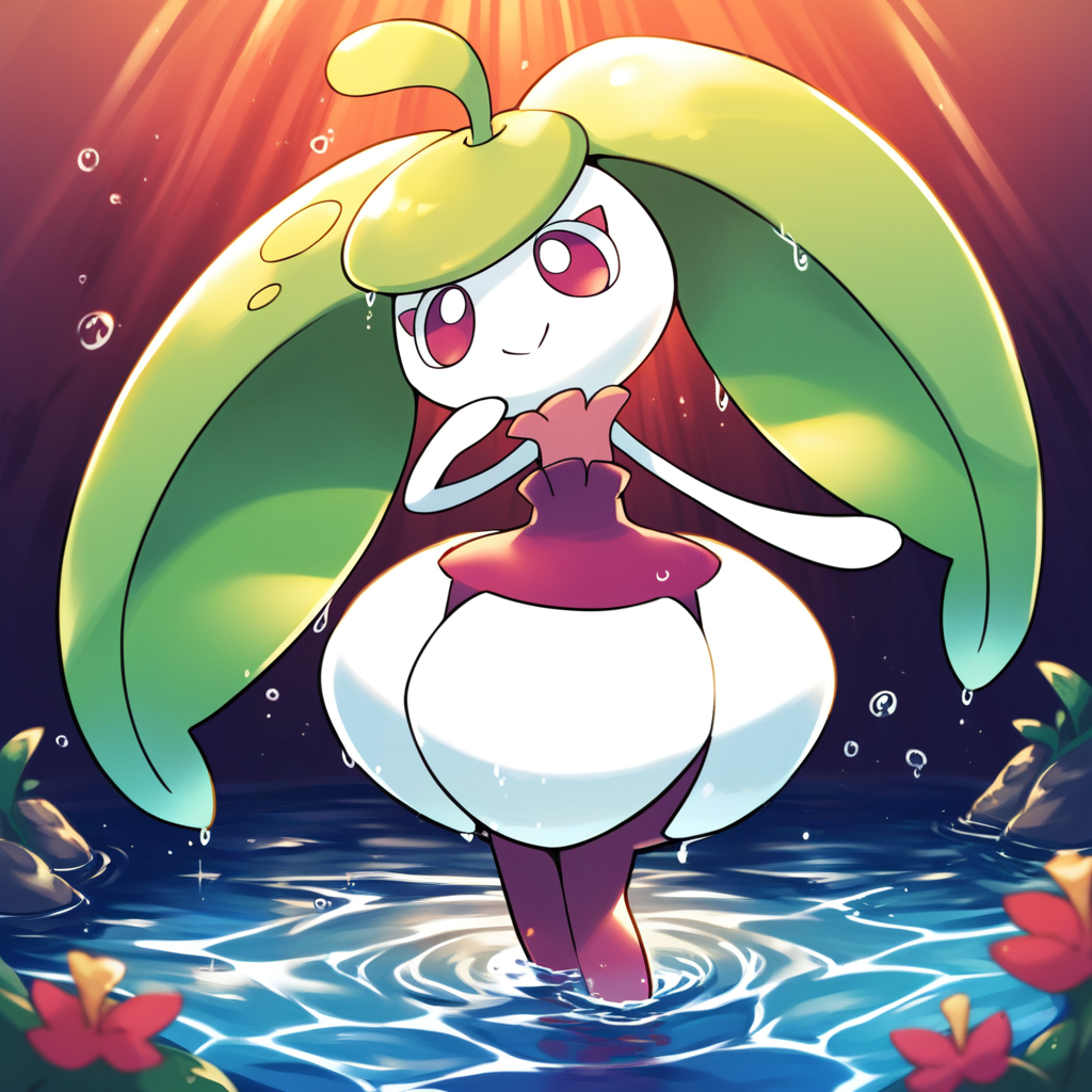 score_9_up, score_8_up, score_7_up, score_6_up, best quality, source_anime, blue background, water, detailed background, ocean BREAK 1girl, solo, steenee, pokemon, flora fauna, green hair, long hair, purple eyes, white head, purple dress, purple legs, white skirt, white arms, wide hips, wet body, smile, looking down:1.2, one hand on face, submerged, <lora:PDXL_Steenee_PKMN:1>