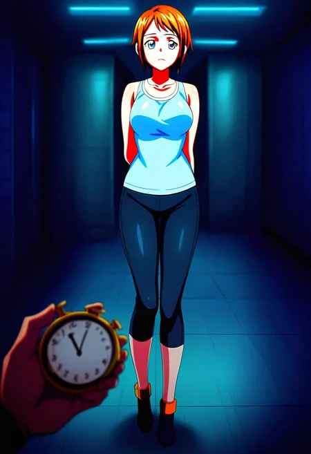 <lora:add-detail-xl:0.5>,,masterpiece,best quality,anime coloring,anime screenshot,
<lora:Female_Android:1>Female_AndroidV1,
1girl, 1boy, expressionless, standing,
pov hand holding ,full body, arms behind back,
The android’s movement has stopped,
instantly freezing the female android in place,
Female Android, expressionless,front view,
Female Humanoid Robot,stop watch,
Motion-stopping controller,