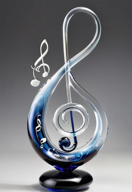 murano_glass_style smoke transforms into floating musical notes high definition photography.