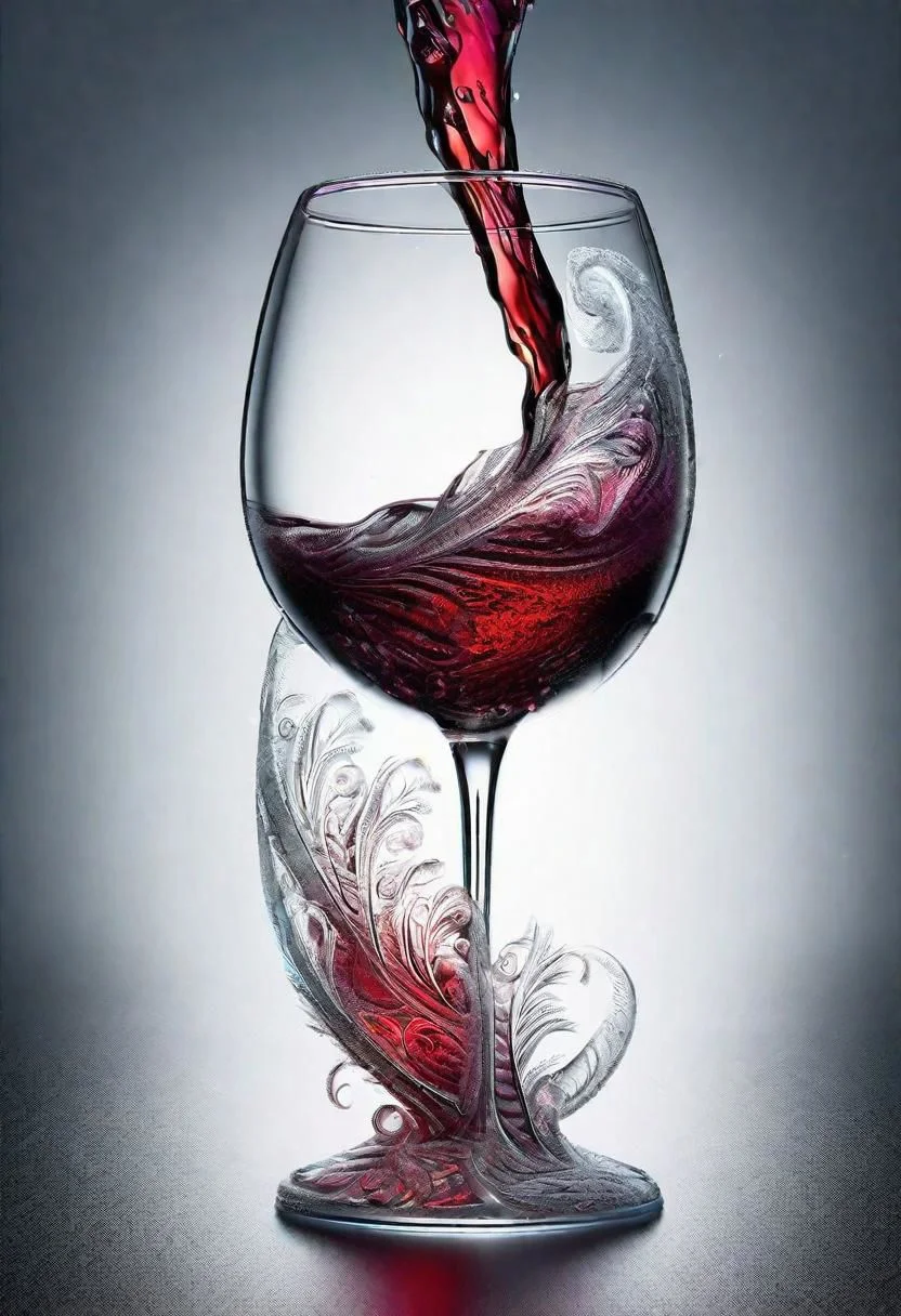 frozen glass of red wine, black background, extrimely detailed 8k wallpaper, hight quality