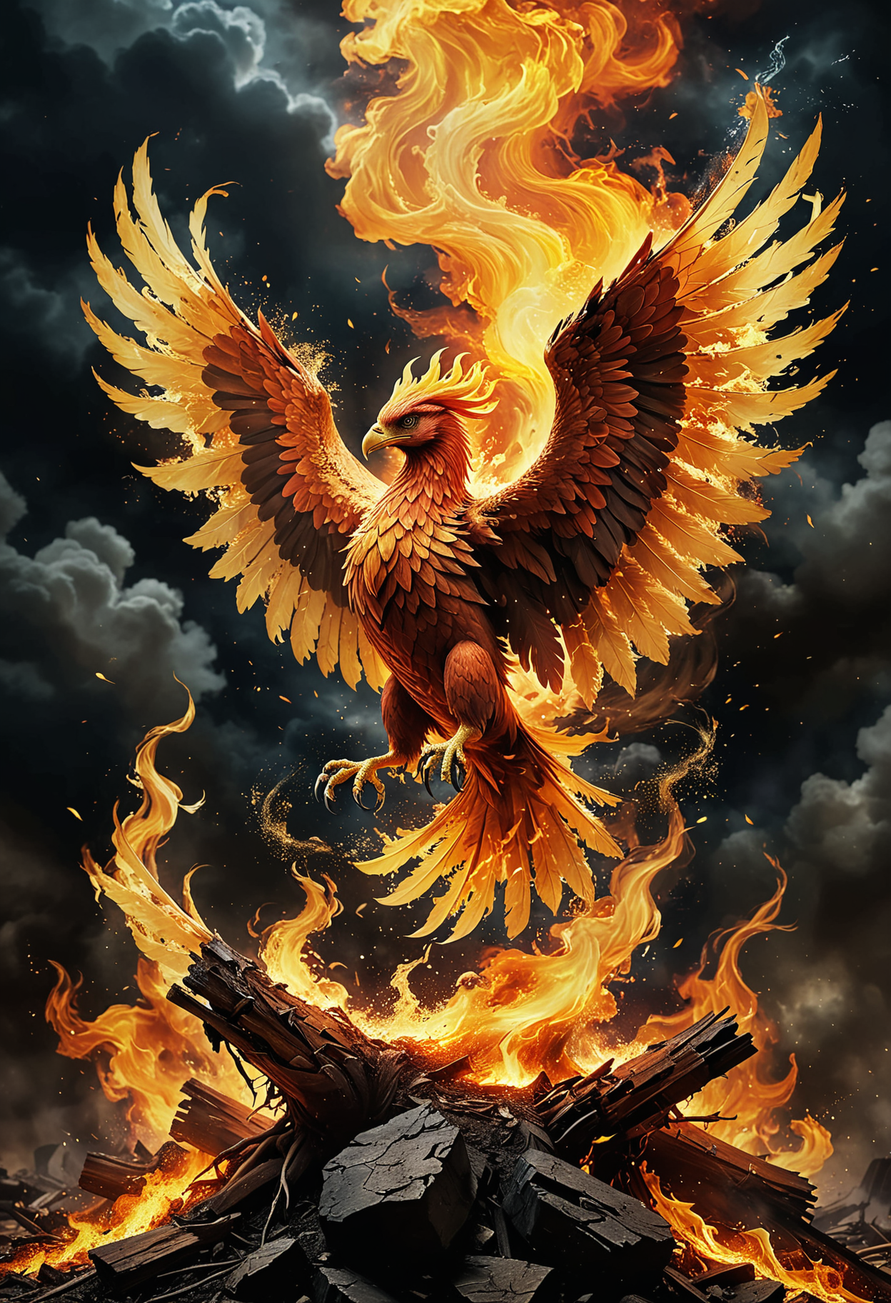 phoenix rising from the ashes,
<lora:add-detail-xl:1>
<lora:WildcardX-XL-Detail-Enhancer:1>
<lora:MJ52:0.375>
<lora:CinematicStyle_v1:0.42>