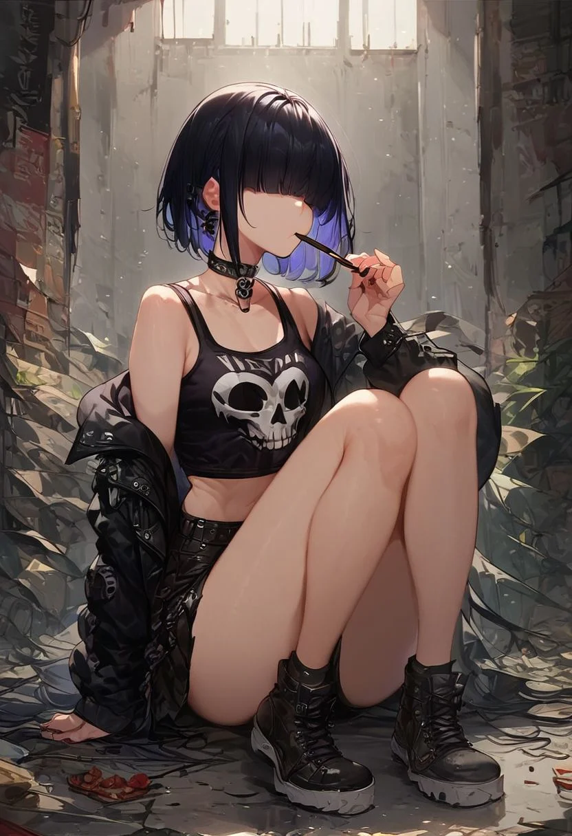 score_9, score_8_up, score_7_up, score_6_up,
rating_questionable, full body shot, black metal inspired pastel goth with a focus on pale korean kpop idol sitting on gargoyle, intense direct sunlight is hitting her face from the side, eating pocky side mouth, (intricate details, masterpiece, best quality:1.4), dramatic lighting, beautiful composition, looking at viewer, dynamic pose