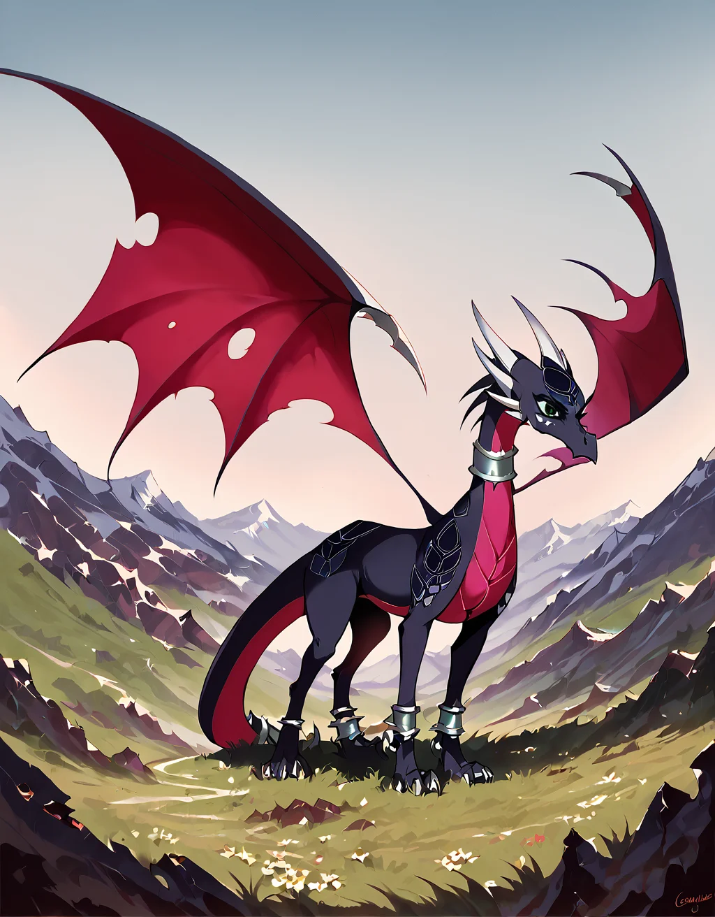 <lora:Cynder_corrupted:1>
cynder, dragon, corrupted, green eyes, detailed eyes, solo, perforated wings, 2 wings, full figure, in a meadow,
hyperdetailed, computergraphic, cinematic style, hyper realistic,