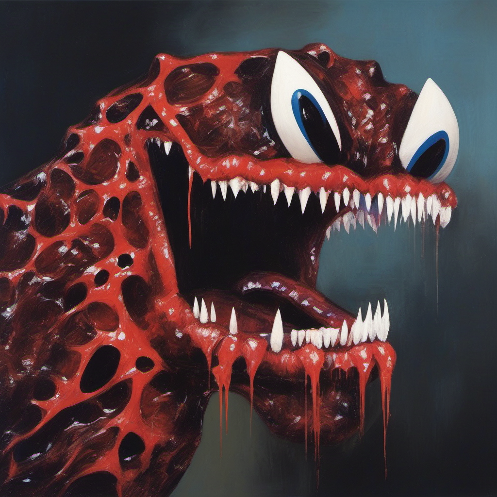 painting of Carnage Symbiote with sharp teeth, George Condo Style, horror(theme),   <lora:MBTDF xl-000004:0.9>