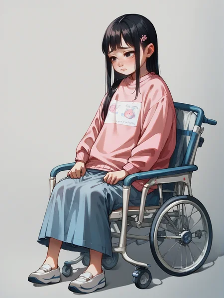 score_9,score_8_up,score_7_up,score_6_up,score_5_up,score_4_up,
1girl, asian girl, pretty, sorrowful, sad, black hair, thick pink sweater, wheelchair,
<lora:sk3tchw4t3rXLP:0.8> sk3tchw4t3r,
<lora:Photo 2 Style SDXL_LoRA_Pony Diffusion V6 XL:0.6>
<lora:age_slider_v4:-4>