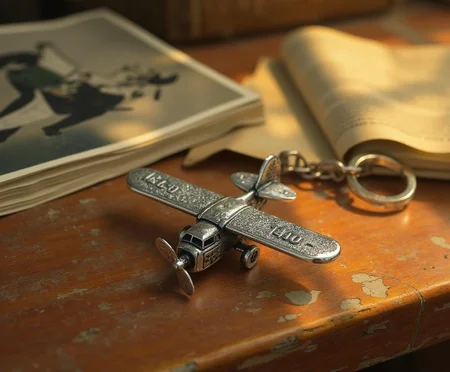 <lora:ck-Goro-Fujita-000019.safetensors:1> digital artwork in the style of ckgf, creature,
The silver-plated airplane keychain, a meticulous testament to vintage charm, rests on a worn, wooden table. The table, scratched and stained from years of use, holds a trove of cherished memories. Sunlight streams through a nearby window, casting a soft, golden hue that bathes the keychain in a warm glow. The small aircraft, viewed from a slight angle, gleams with textured wings and a finely engraved propeller. The number "140" is etched into the side, a nod to a bygone era of aviation.
Surrounding the keychain are faded photographs, their edges curling with age. One shows a young woman, perhaps in her early twenties, standing beside a biplane, her face alight with joy and adventure. The scent of her grandmother’s garden wafts through the air, a sweet mix of roses and lavender, evoking the warmth of a summer long past. A gentle rustle of old book pages can be heard, as if a forgotten novel is being softly turned.
The keychain, once a simple object, now becomes a portal to cherished moments, a symbol of the freedom and wonder that filled the air of childhood summers. Each detail, from the textured grooves to the engraved numbers, tells a story of nostalgia and timeless magic.