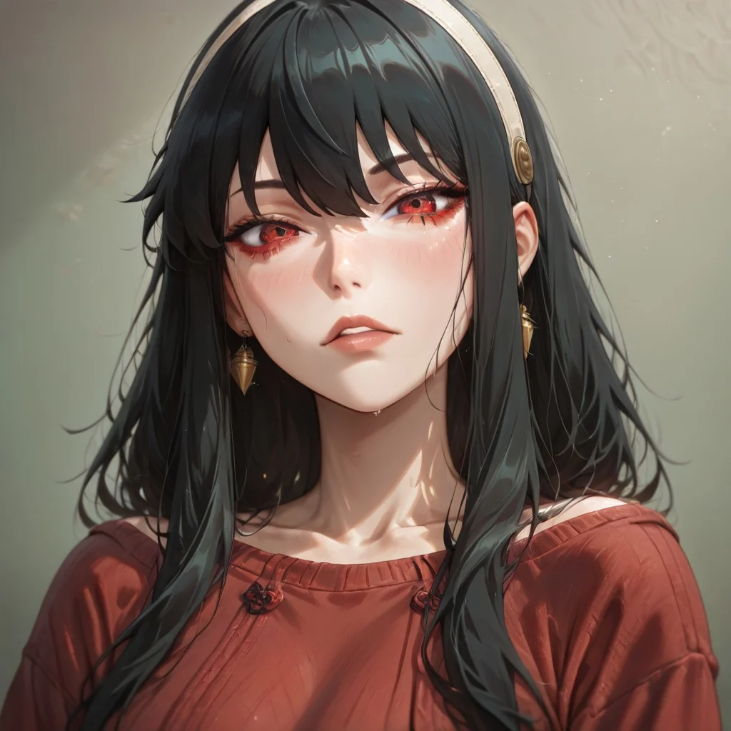 masterpiece, best quality, newest, absurdres, highres,
DPILV1.0,
1girl, yor_forger, spy_x_family, black_hair, red_eyes, red sweater