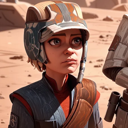 score_9, score_8_up, score_7_up, score_6_up, score_5_up, score_4_up, 1girl, OmegBa, short hair, blond hair, star wars, helmet, star wars