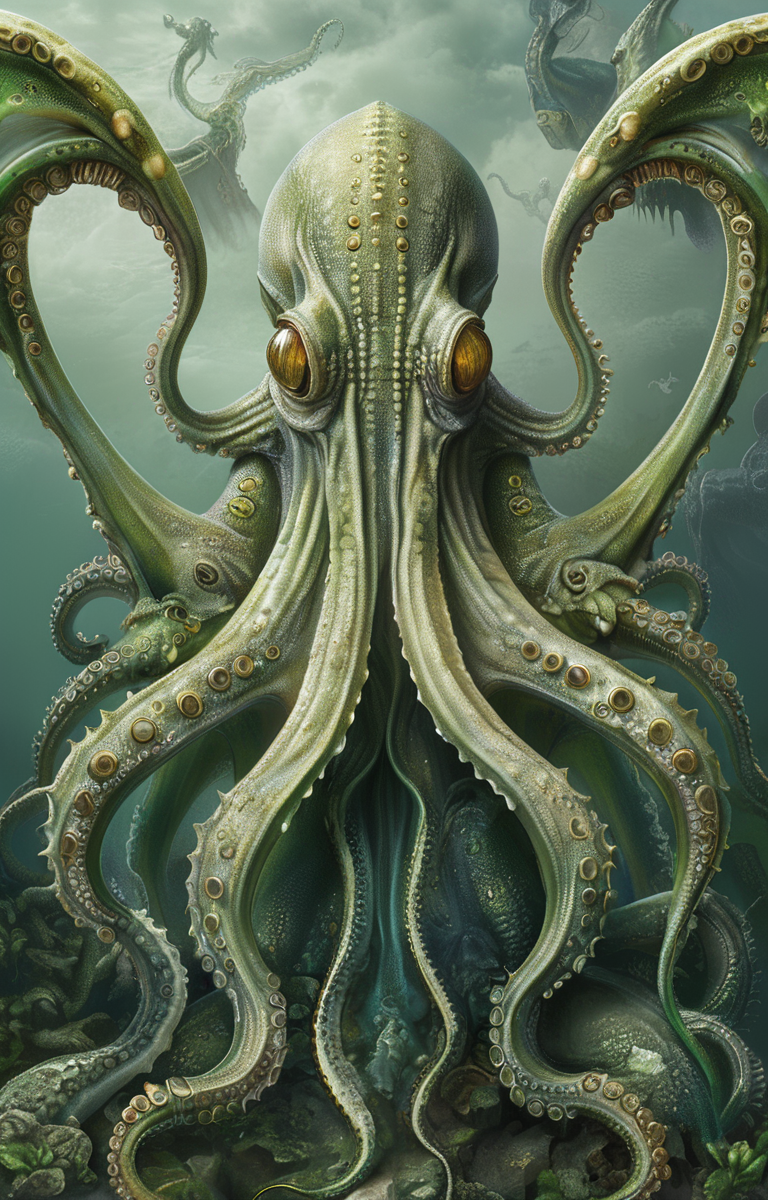masterpiece,best quality,<lora:tbh225-sdxl:0.9>,illustration,style of Biological illustration,Cthulhu,structure,