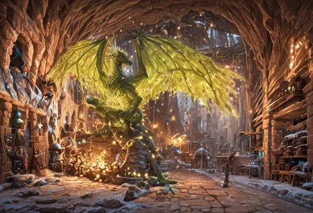 Dragon in Christmas cave, cave, festive cave, Christmas decorations, Christmas lights
(((Sparkling, Sparkly))) glowing dragon, christmas dragon, dragon wrapped in Christmas lights, glowing matrix, glowing Christmas lights, hyper realistic, photorealistic, HD, High detail, High detail eyes, high detail face, wings, glowing wings, light scales, glowing Christmas lights on wings, glowing light scales, tail, tail wrapped in Christmas lights, four legs,
BREAK
Snowy background