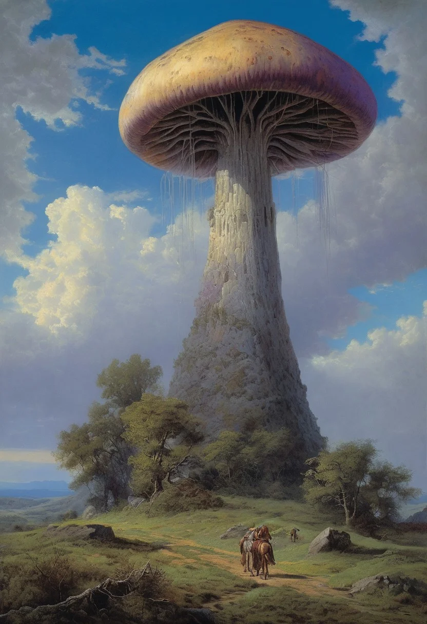 style of Ted Nasmith, score_9, score_8_up, score_8_up, ng_deepnegative_v1_75t, photo, realistic,
Oil painting, by Jean-Franois Millet, by Gustave Courbet, by Jules Breton, traditional media, oil painting, famous artwork by (karl kopinski:1.2), fantasy style,
In the heart of a twilight valley, gigantic luminous mushrooms tower over a carpet of neon-blue grass, while tiny, light-filled creatures flit through the air, the horizon a tapestry of deep purples and silvery blues,
realistic,
close up, dark fantasy,
<lora:add-detail-xl:2>,
, masterpiece, PYS-XL,