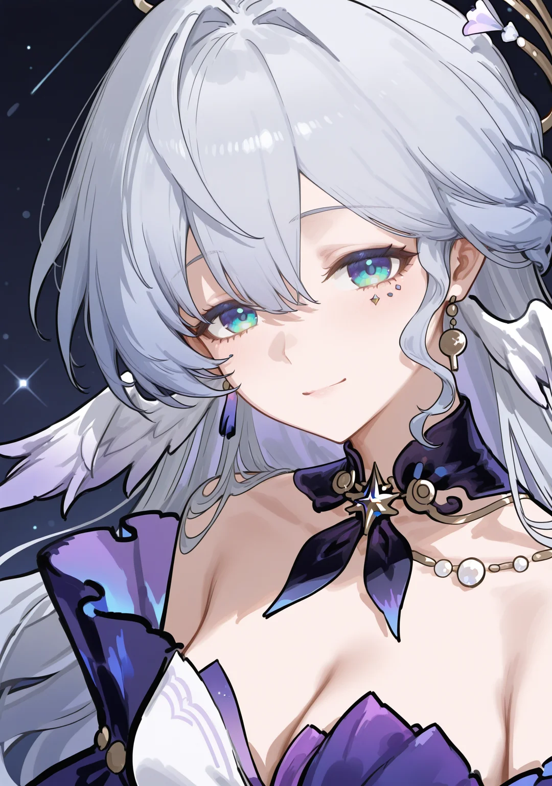 <lora:myutosty:1>,myutosty,
1girl,light smile,robin \(honkai: star rail\),upper body,