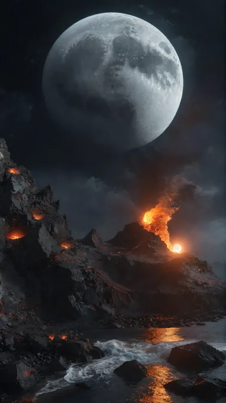 <lora:lcm-lora-sdxl:1>,<lora:add-detail-xl:1>,Moon over a vulkan,magma flowing to the sea,