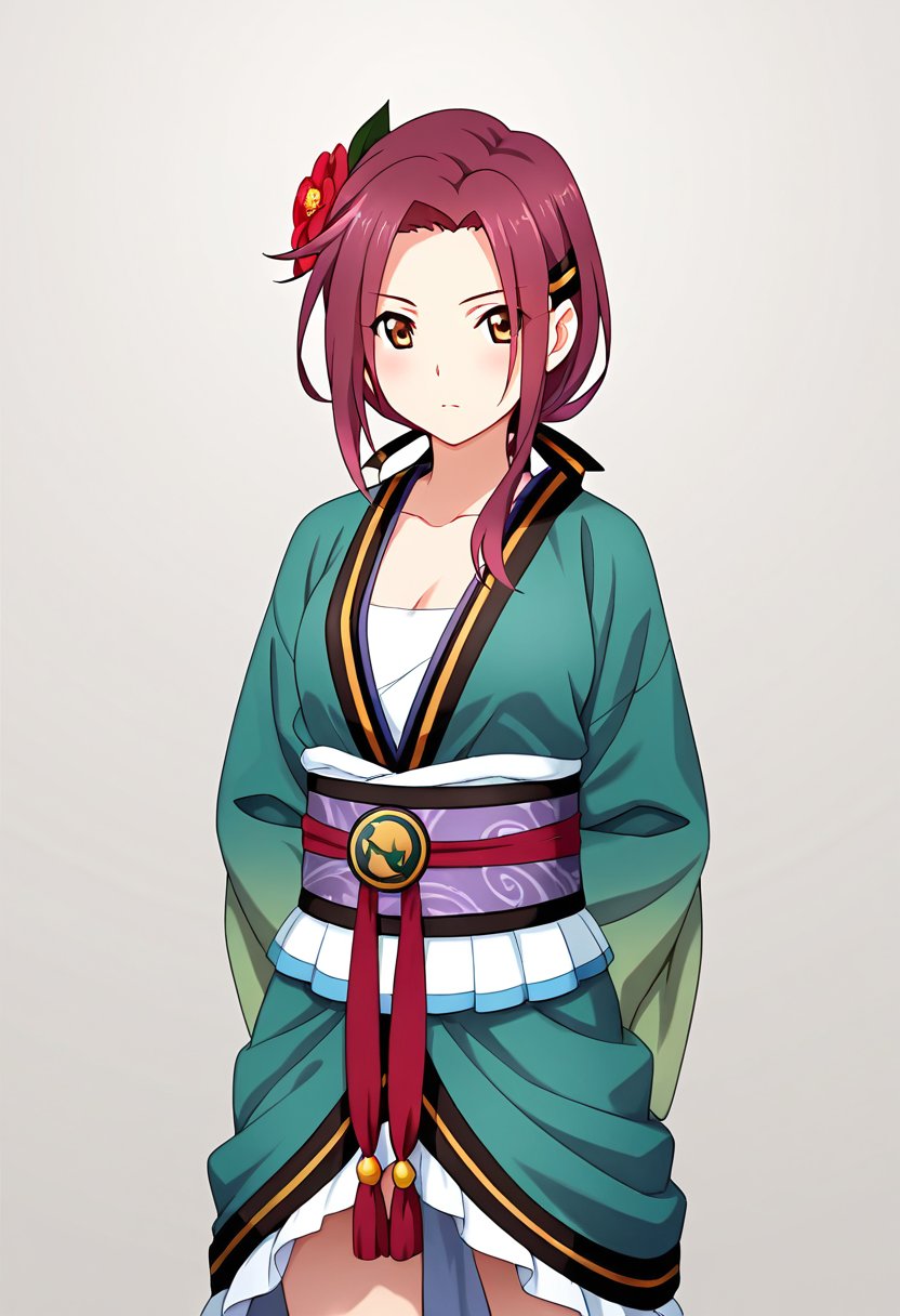 <lora:ruka_IXL-06:0.7> 1girl,tachiarairuka,red hair,hairclip,red hair flower,rukadefaultoutfit,japanese clothes, cowboy shot
,best quality,masterpiece