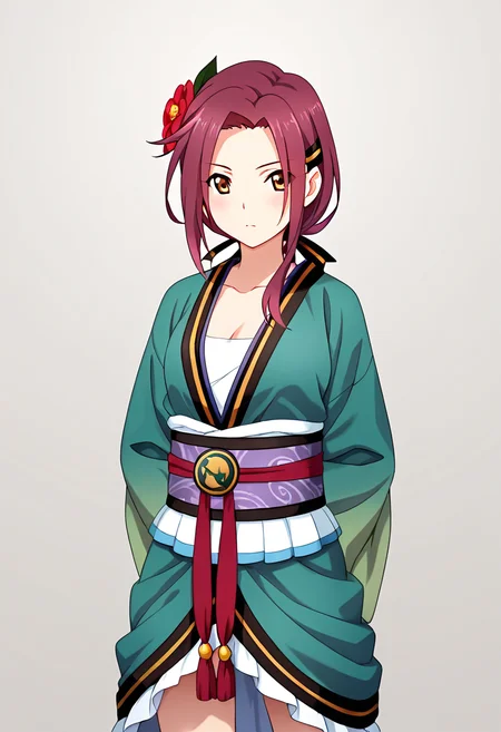 <lora:ruka_IXL-06:0.7> 1girl,tachiarairuka,red hair,hairclip,red hair flower,rukadefaultoutfit,japanese clothes, cowboy shot
,best quality,masterpiece